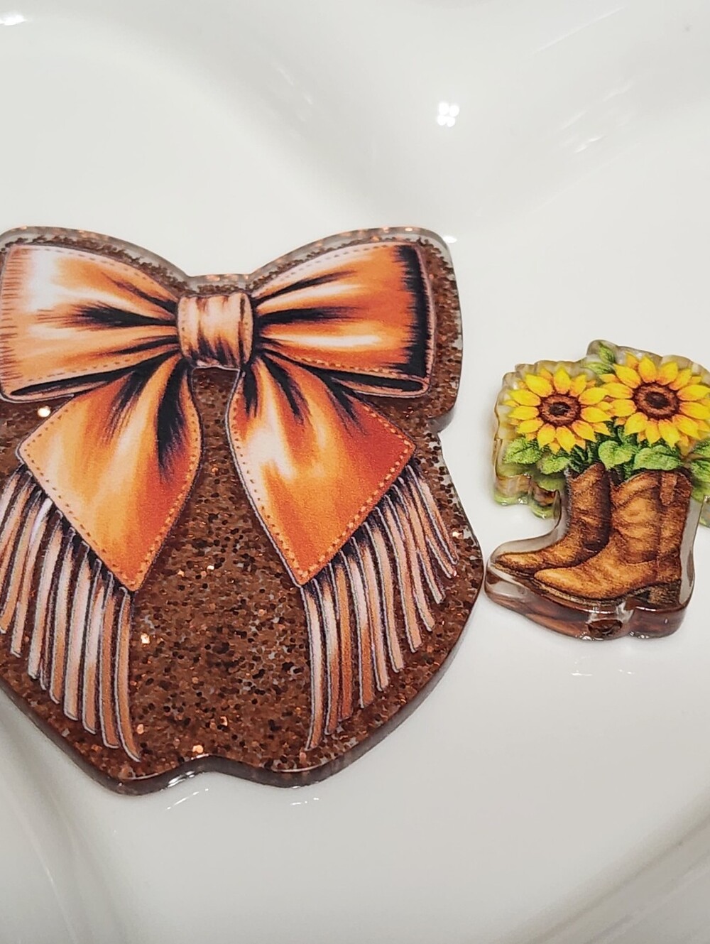 Bow Boots Sunflowers Flatback Focal Bead Badge Keychain Crafts Beaded Pen Magnet